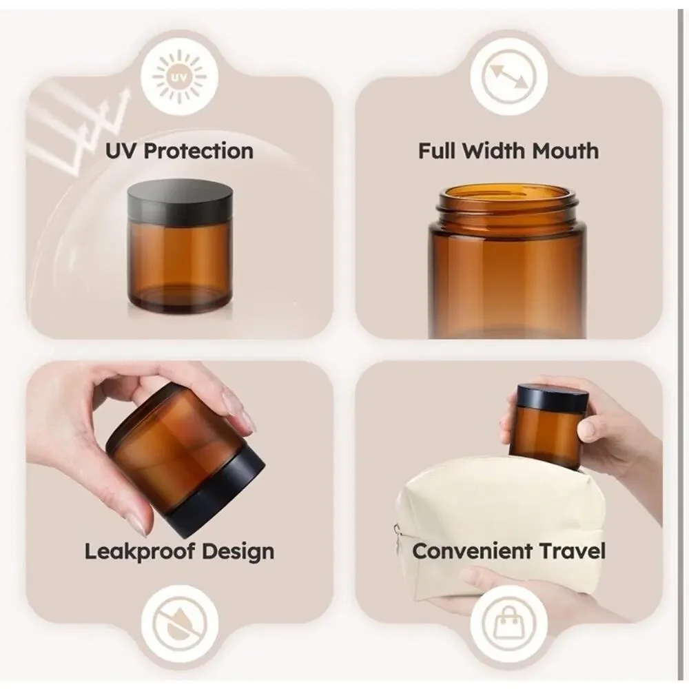 4 oz Amber Glass Jars with Lids,24 Pack 4oz Small Glass Jars with Inner Liners,4